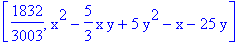 [1832/3003, x^2-5/3*x*y+5*y^2-x-25*y]